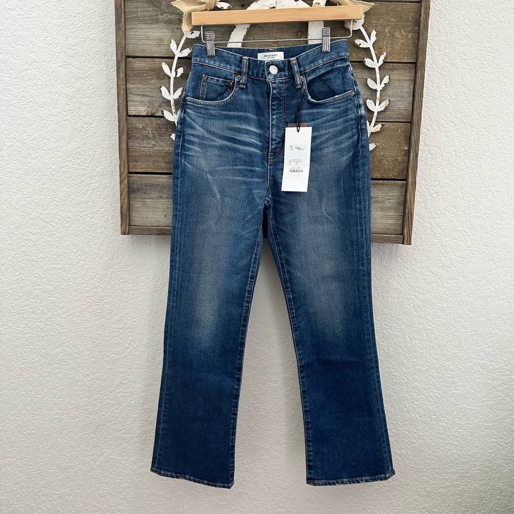 Moussy Vintage MV Otis flare high rise stretch Japanese denim size 28 NWT